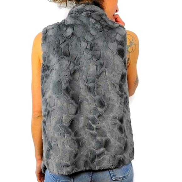 Jack Faux Fur Open Soft Vest Size Small Grey - Picture 3 of 4